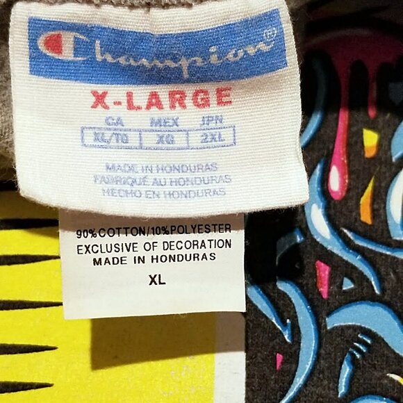 Vintage Champion Big C Logo T Shirt XL Trippy Abstract Psychedelic Graffiti Tee - Picture 3 of 9
